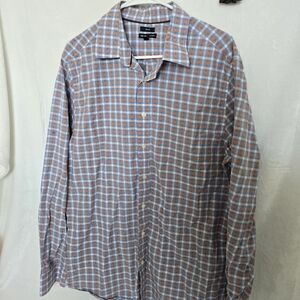 Gap Premium Mens dress shirt Size XL slim fit baby blue / peach EUC